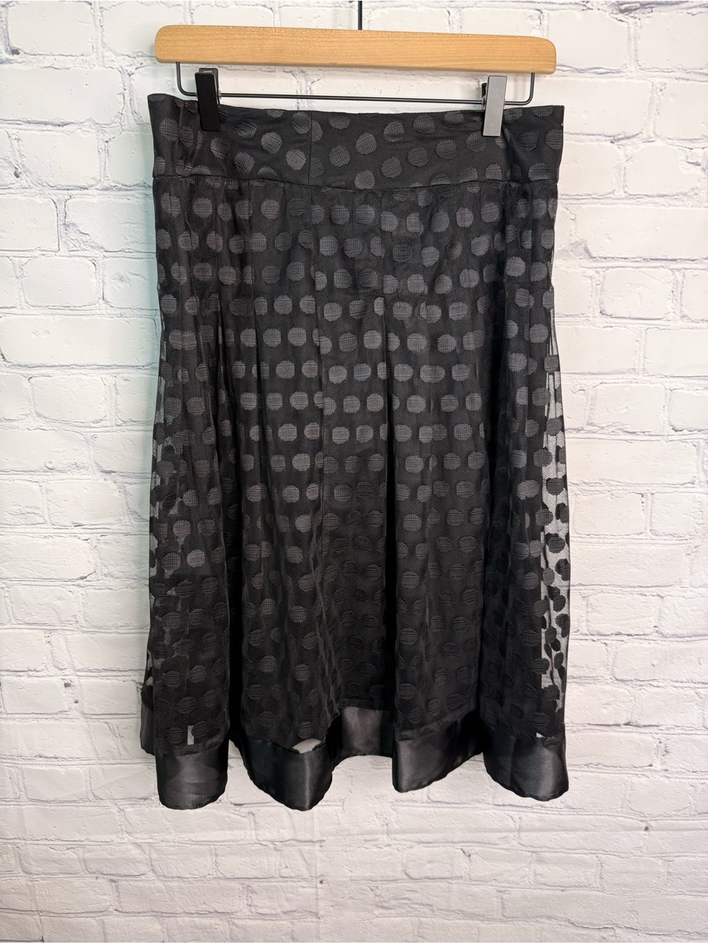 NY Collection Black Layered Flared Skirt Small